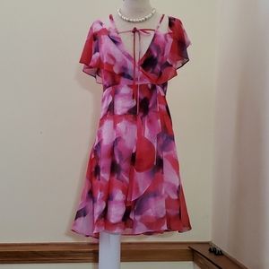 H by Halston   BRIGHT PINK MIDI DRESS